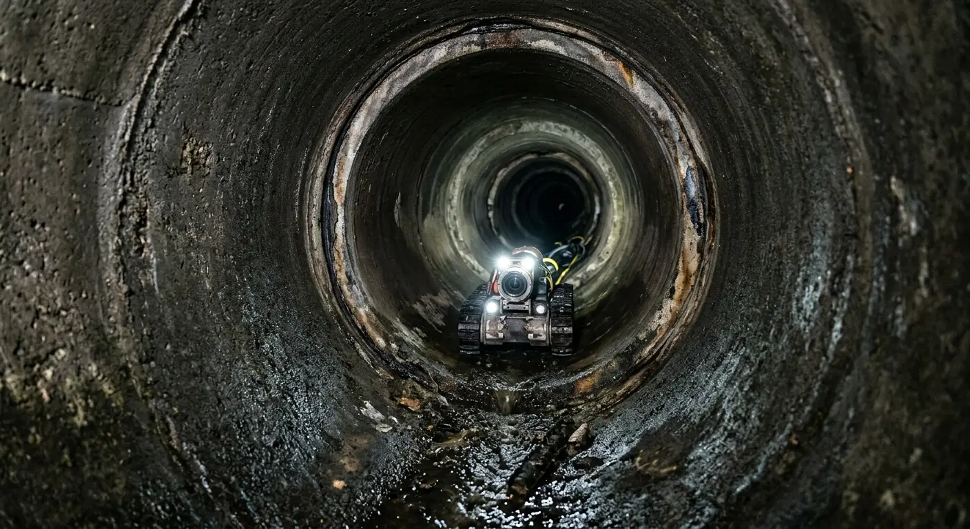 Robotic sewer camera inspecting pipe interior for Drain Snake Service in Castle Pines